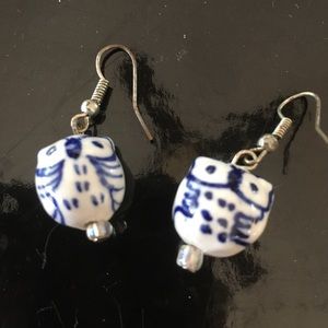 Porcelain owl earrings